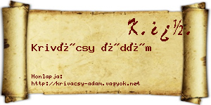Krivácsy Ádám névjegykártya
